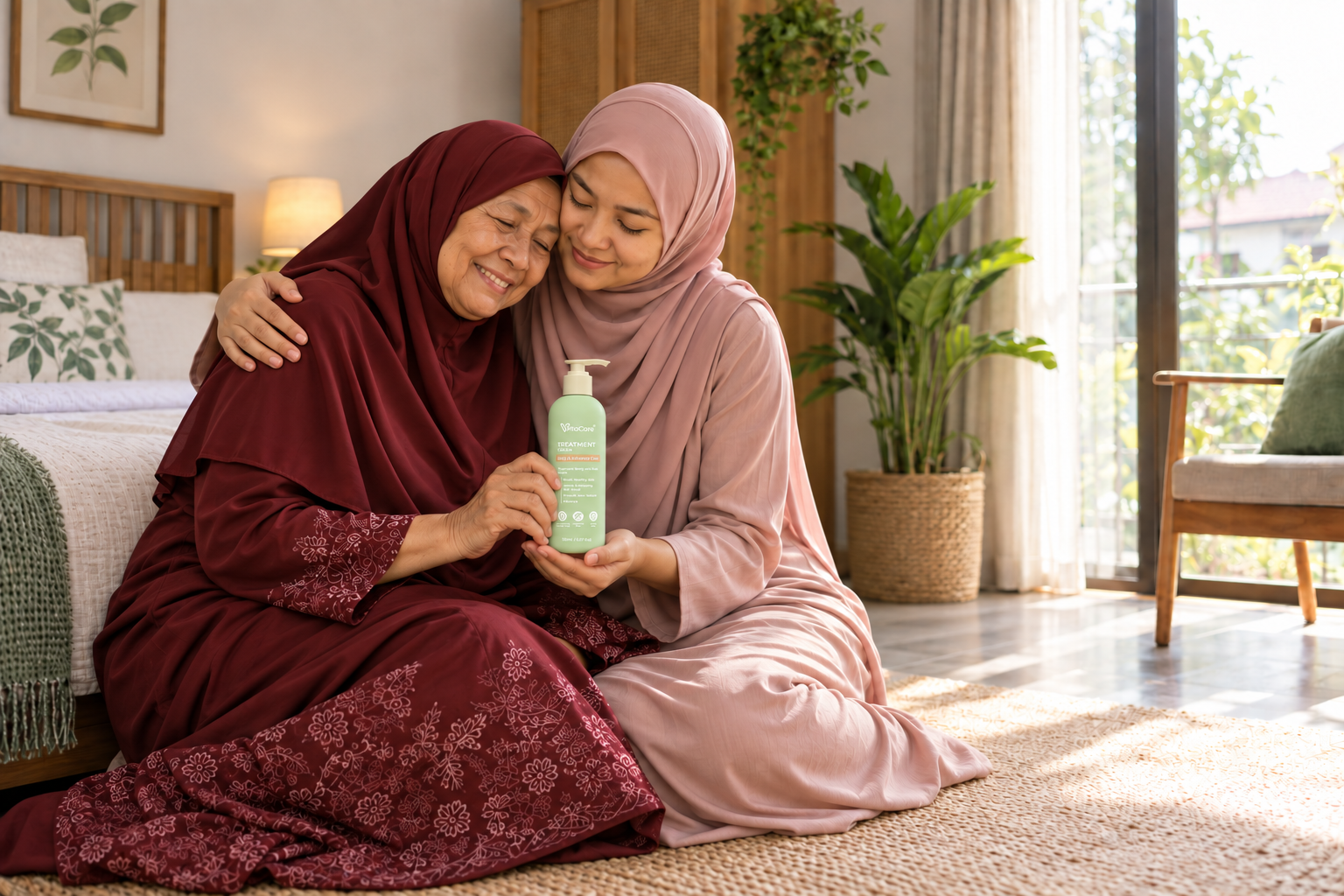 Ibu dan anak saling berpelukan